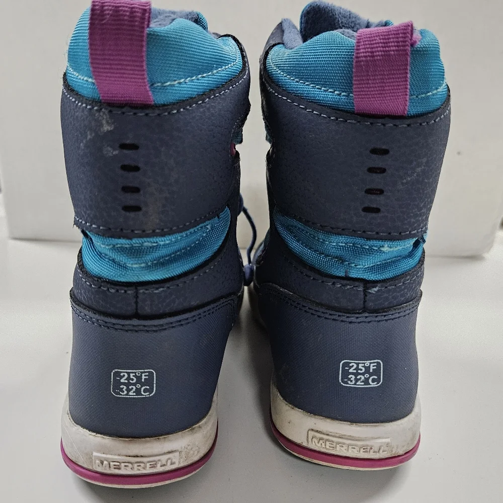 Merrell Snow Bank 3.0 Kids Waterproof Boot Size 1 Unisex Blue Purple